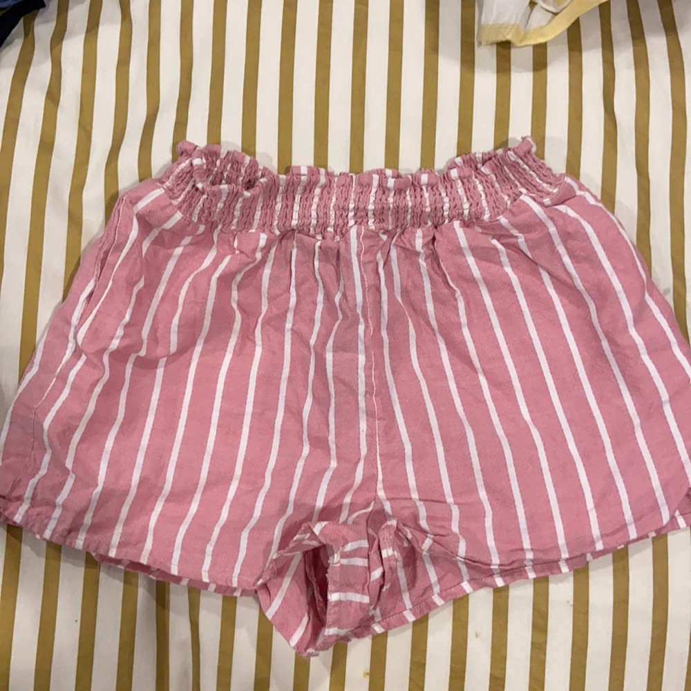 Pink and white striped shorts